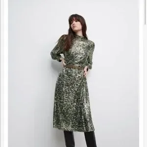 knee length dresses for ladies Edeline Lee Women's Pedernal Sequin Belted Tie-Sleeve Midi Dress in Navy Blue Size 14 / 10 main image 0